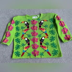 Jane’s closet XL by design options toucan sweater cardigan Easter mothers day